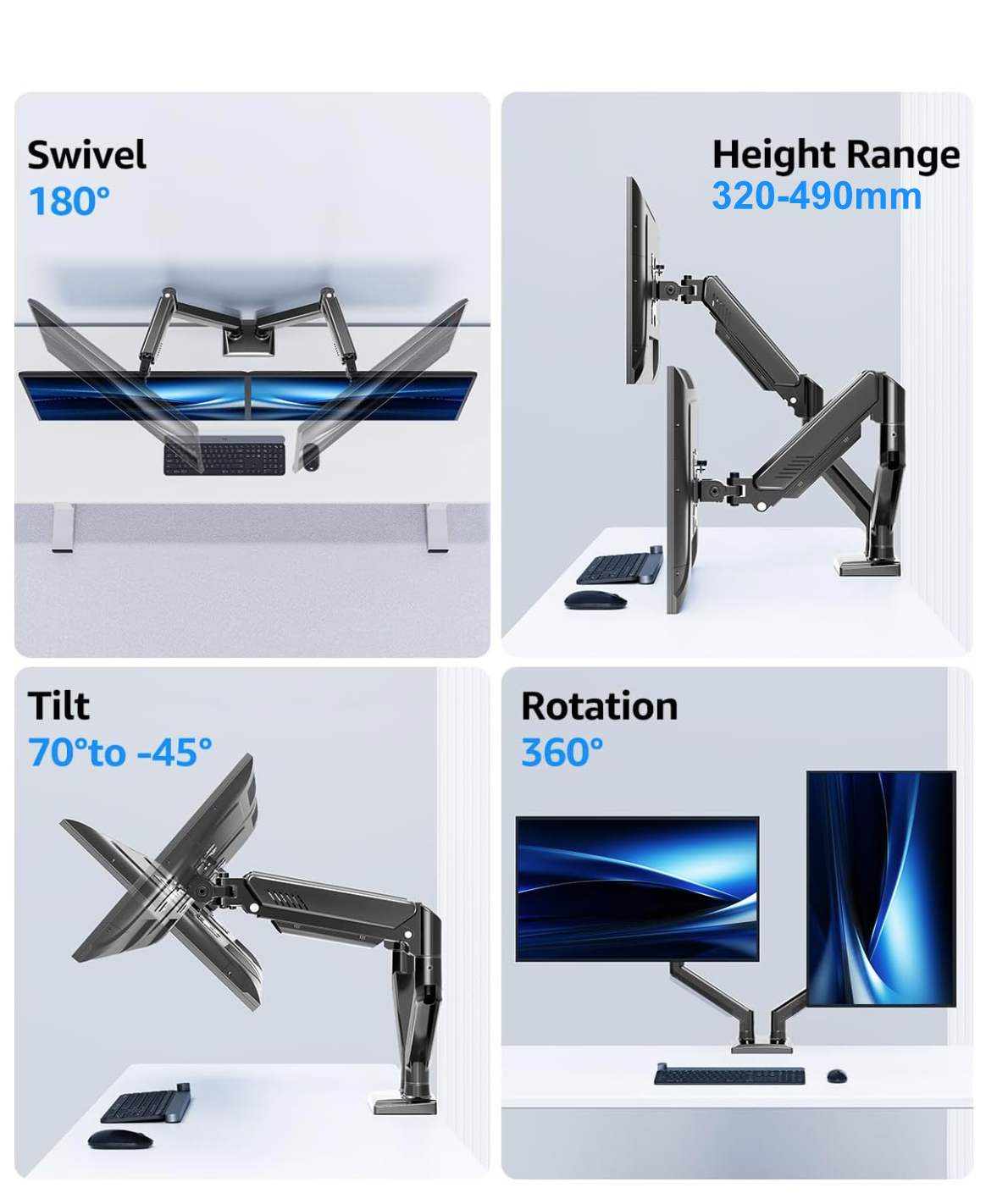Soporte Doble para Monitor - Brazo Articulado Hidráulico (Modelo ZJ-K7901) - Imagen 5