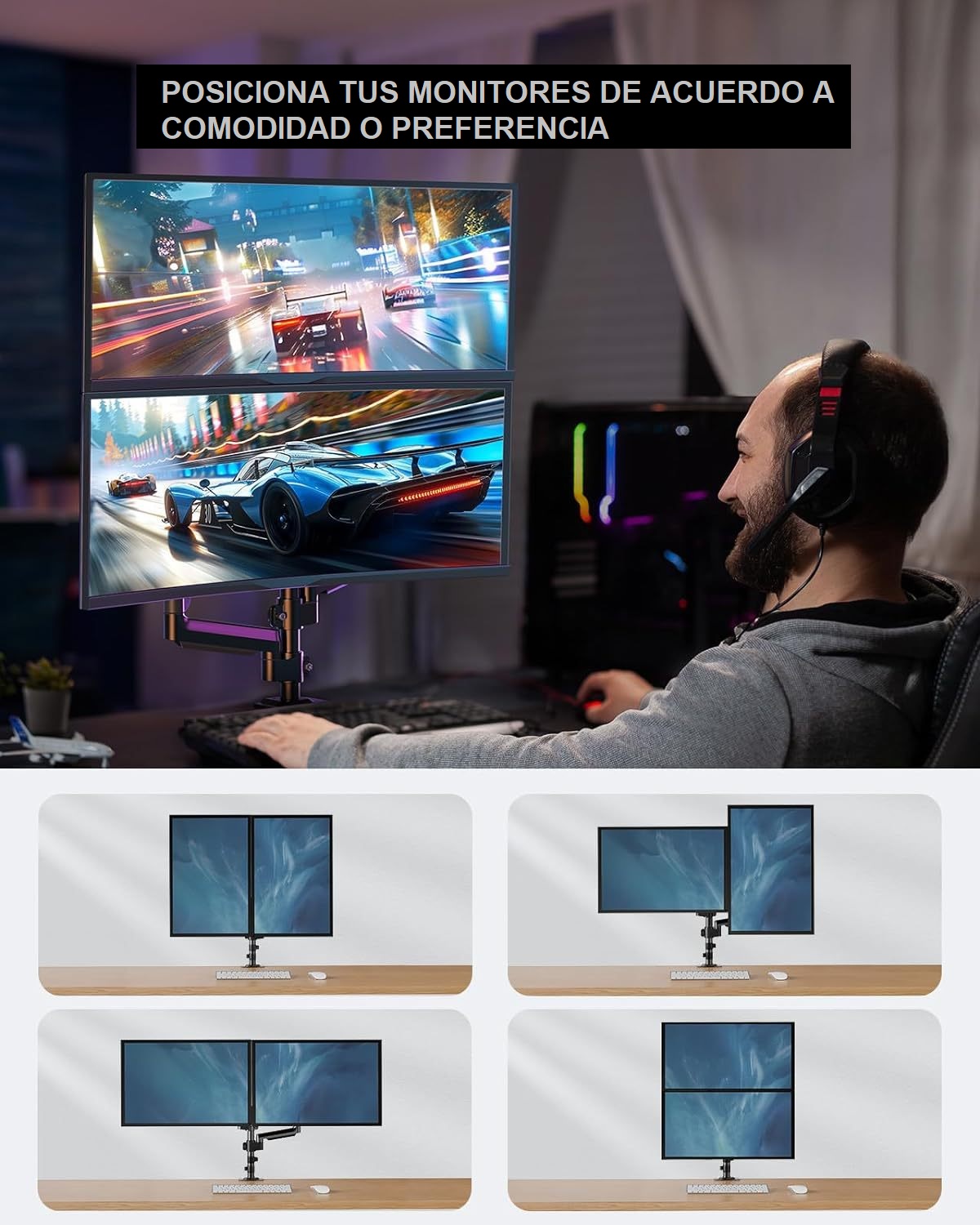 Soporte Doble para Monitor - Brazo Articulado Hidráulico (Modelo ZJ-K7901) - Imagen 8